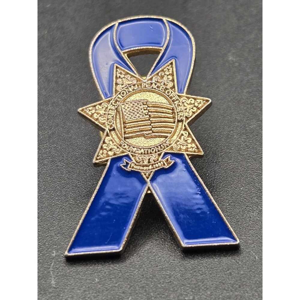 Correction Peace Officers Foundation Blue Ribbon Police Star Lapel Pin